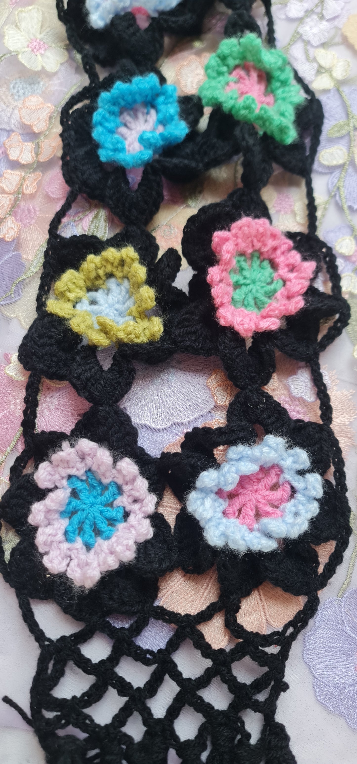 Boho Style Flower Mesh Scarf