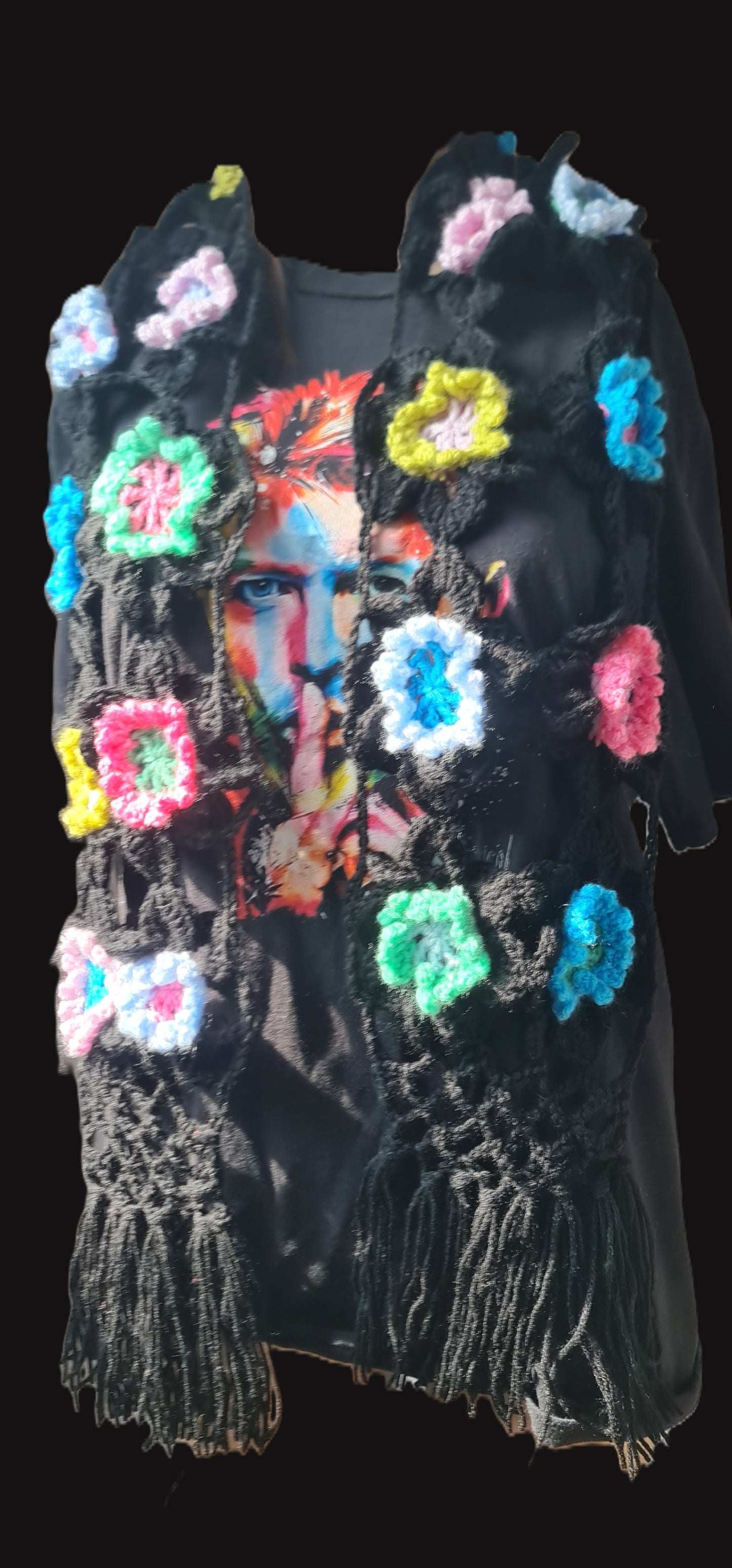 Boho Flower Granny Square Scarf