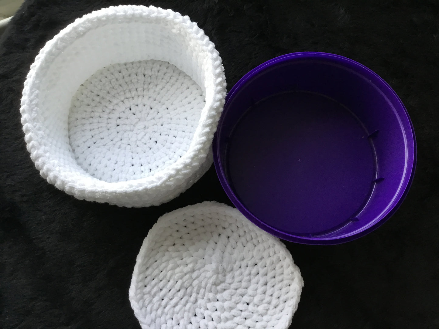Eco‑Friendly Crochet Basket – Upcycled Chocolate Tub Cover