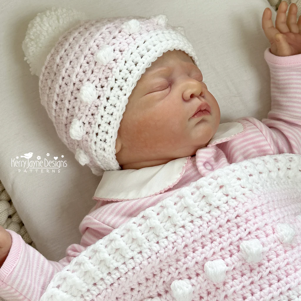 Super Soft Pink and White Bobble Baby Blanket