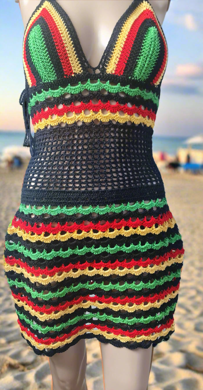 Rasta Colours Festival Beach Holiday Dress