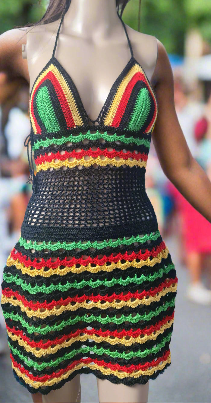 Rasta Colours Festival Beach Holiday Dress