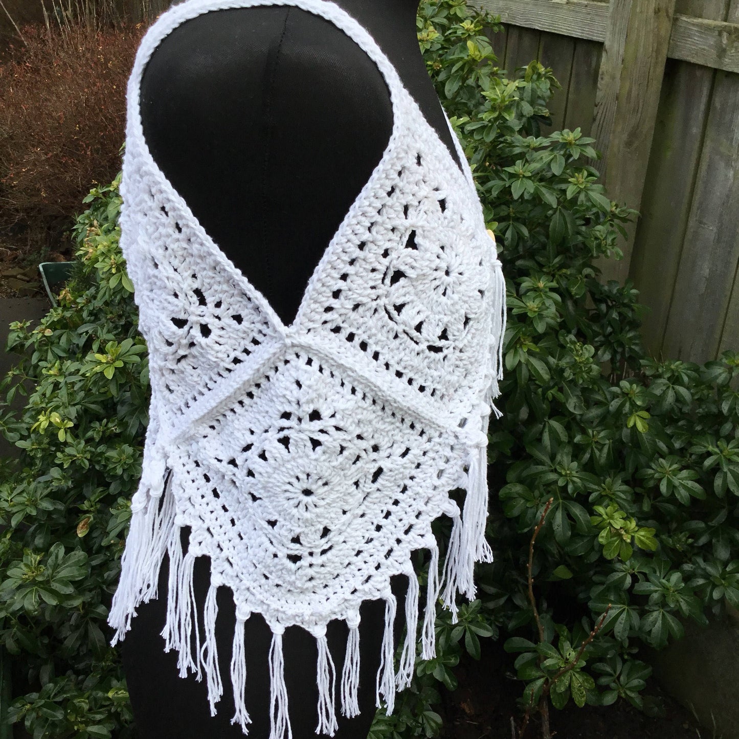 Boho Large Granny Square Fringe Top