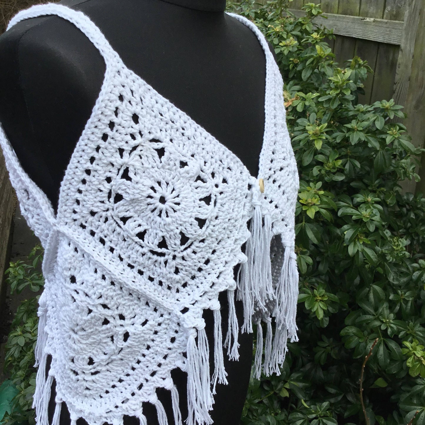 Boho Large Granny Square Fringe Top