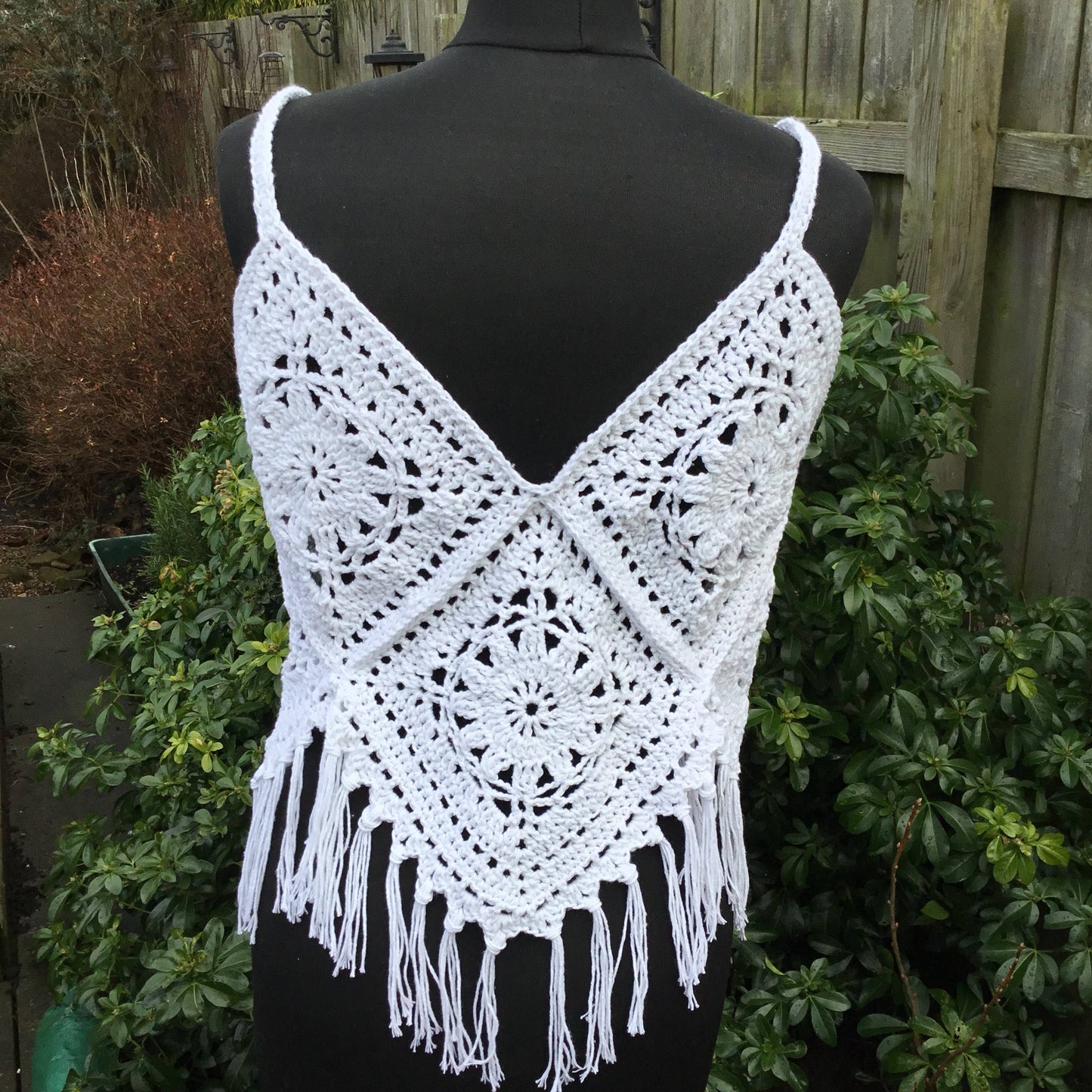 Boho Large Granny Square Fringe Top