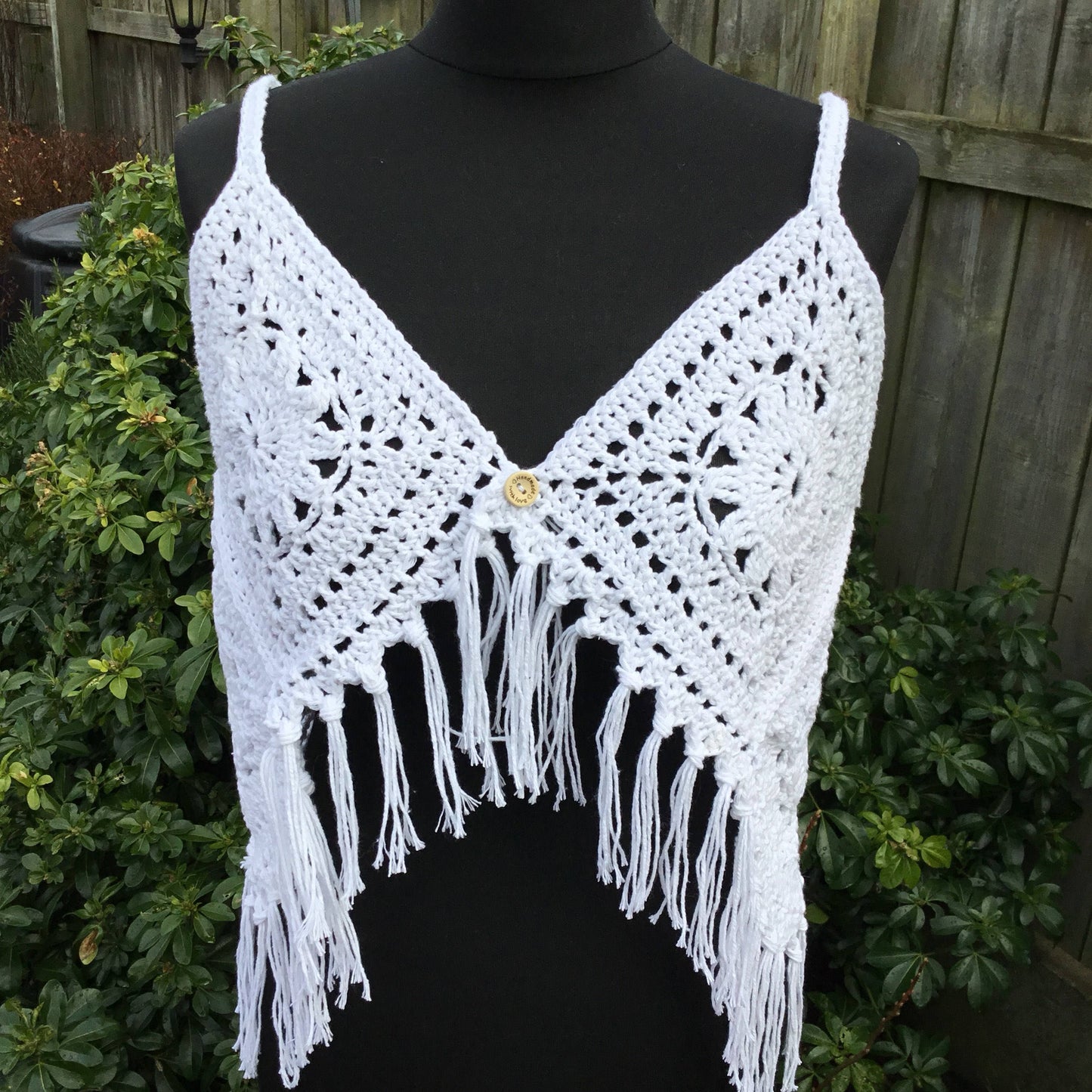 Boho Large Granny Square Fringe Top