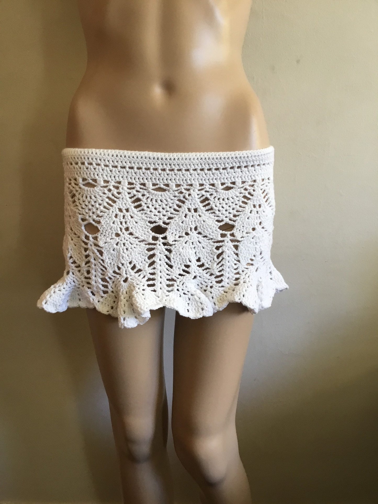 White Beach Cover Up Lacey Cotton Skirt