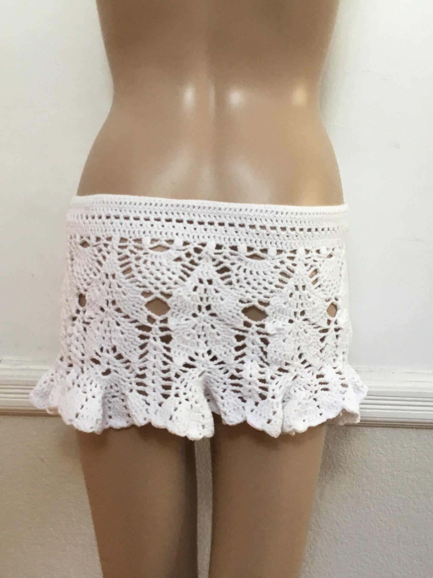 White Beach Cover Up Lacey Cotton Skirt