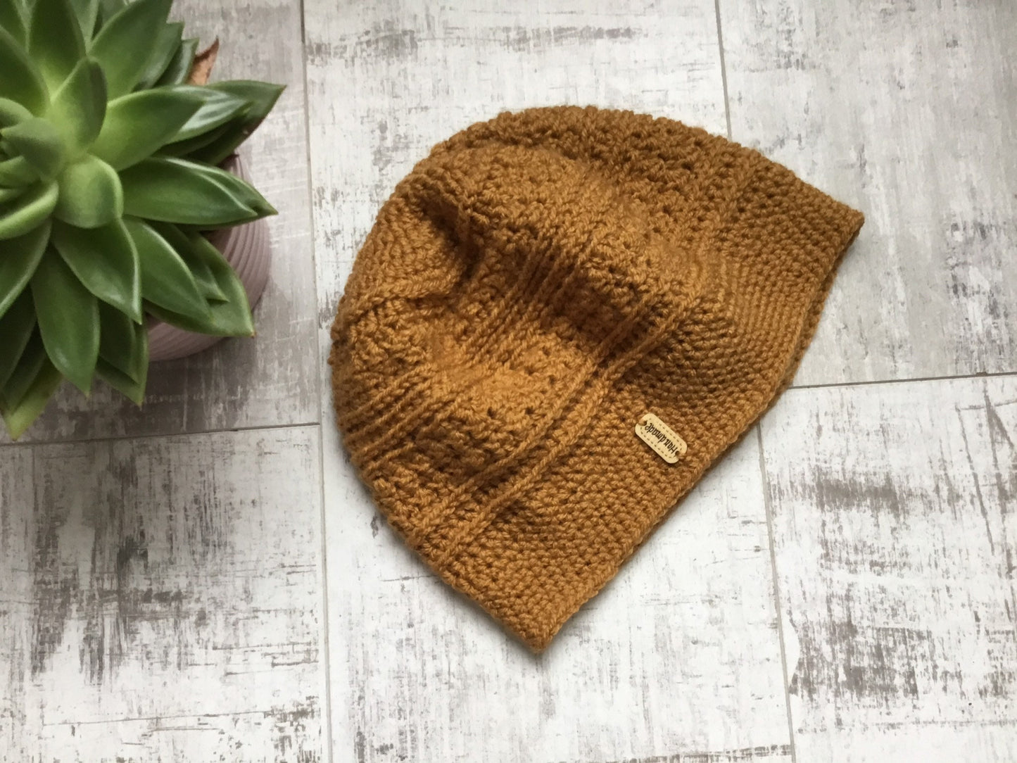 Beanie with “handmade” label