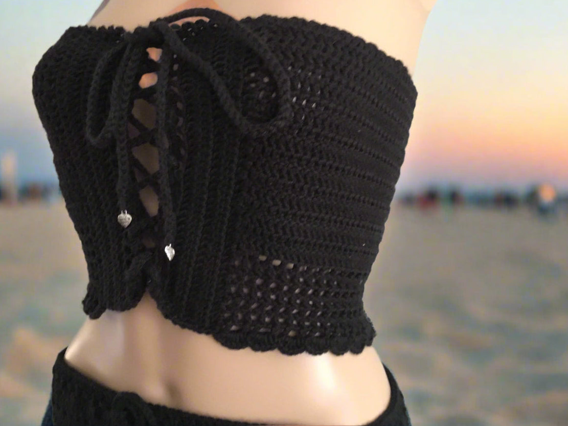 Basque Style Tube Top Adjustable Size Tie Front