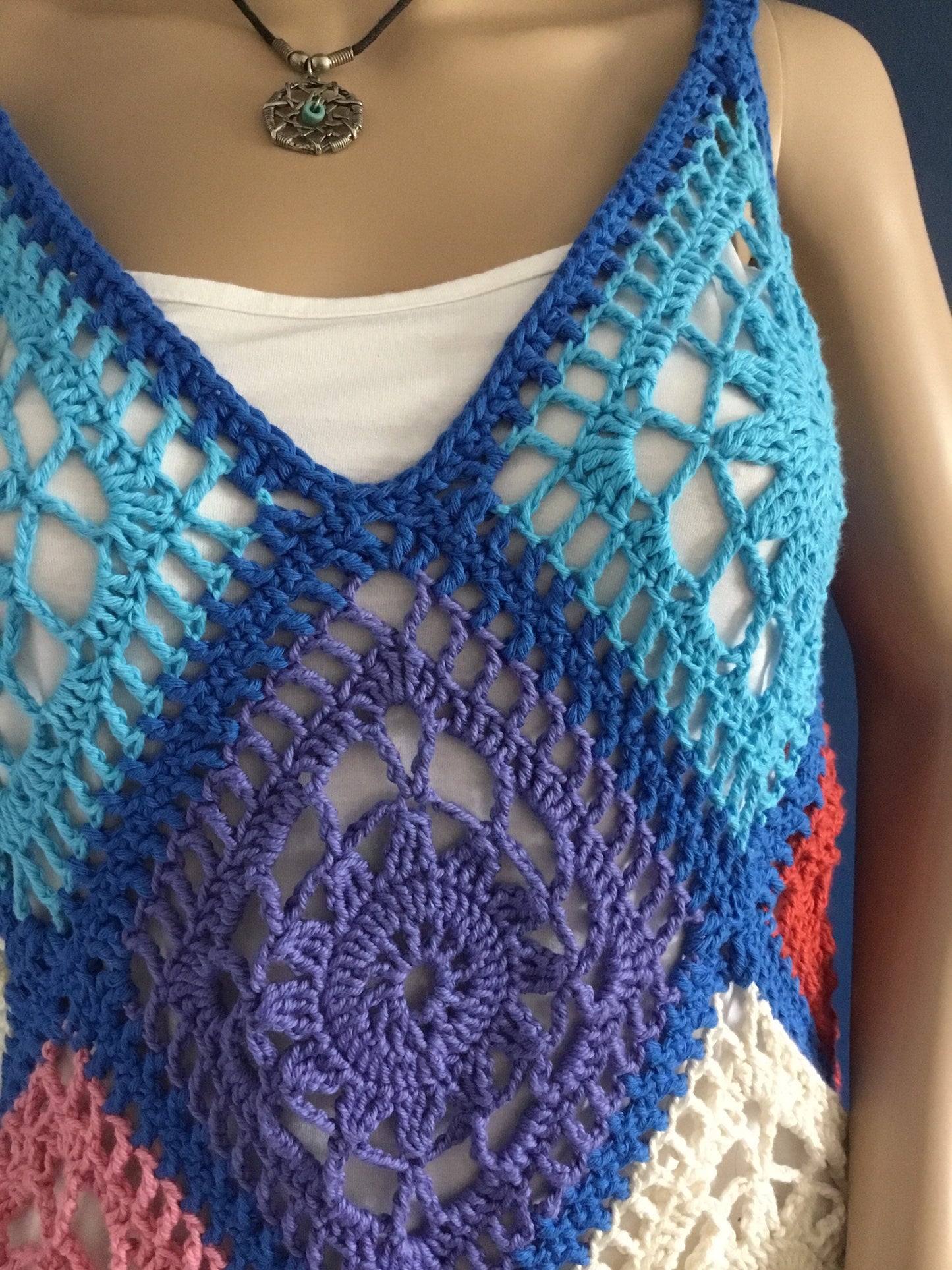 Unique Patchwork Boho Crochet Granny Square Dress