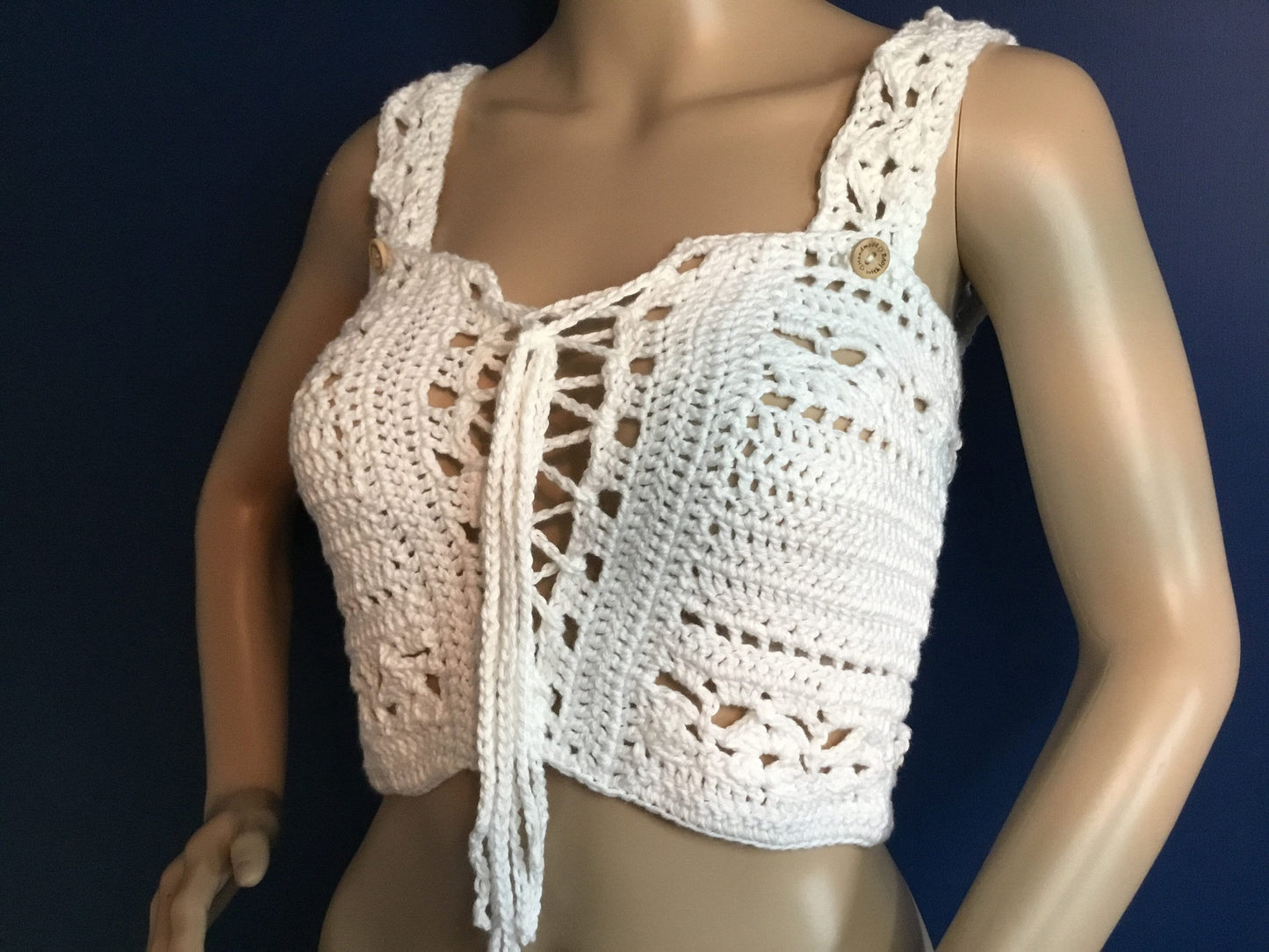 Crochet Pattern PDF Basque Style Tube Top with optional straps fully adjustable tie front