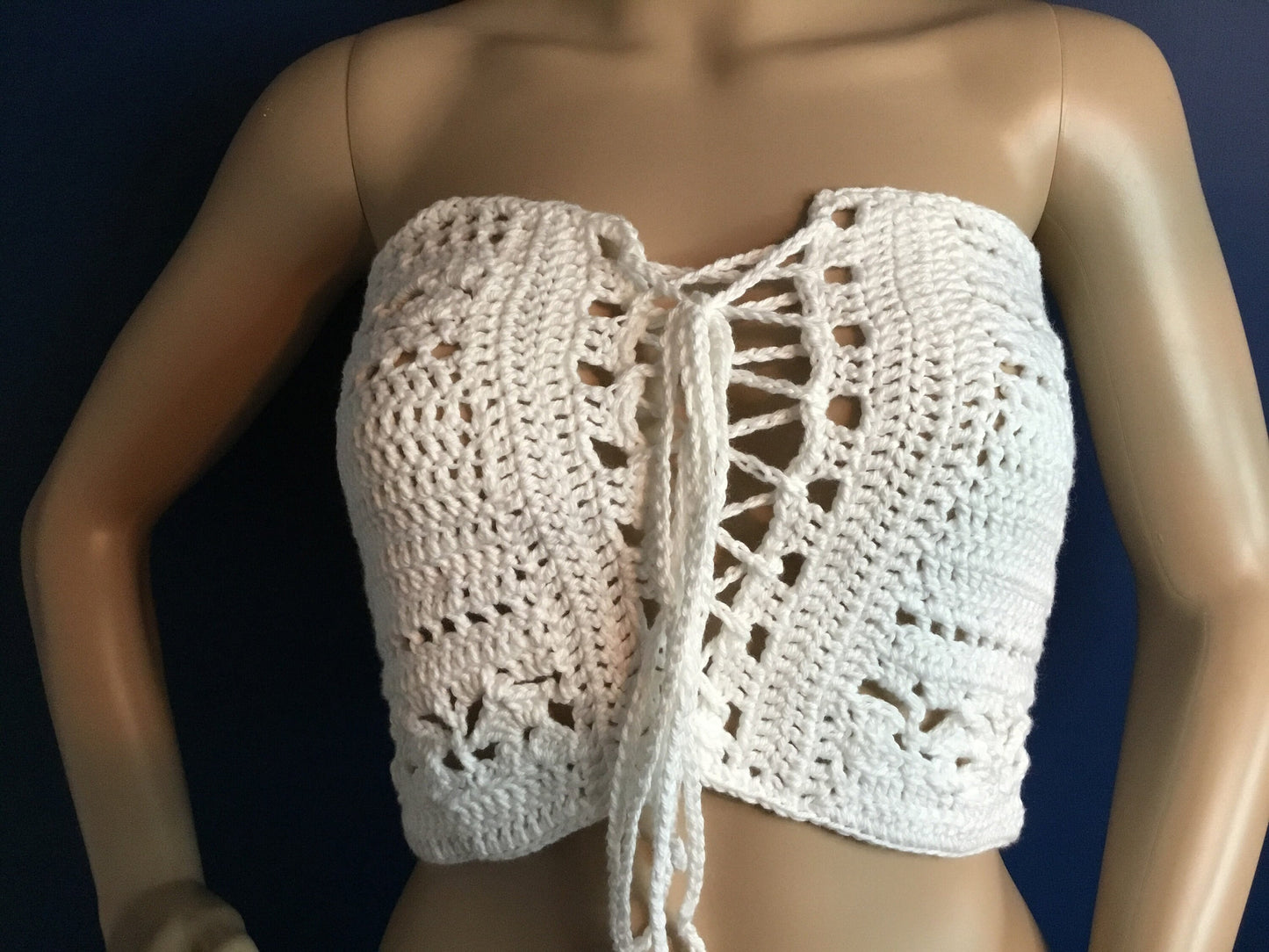 Crochet Pattern PDF Basque Style Tube Top with optional straps fully adjustable tie front