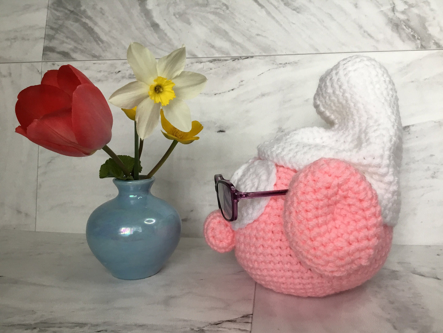 Handmade Crochet Pink Smurf Glasses Holder Perfect Gift