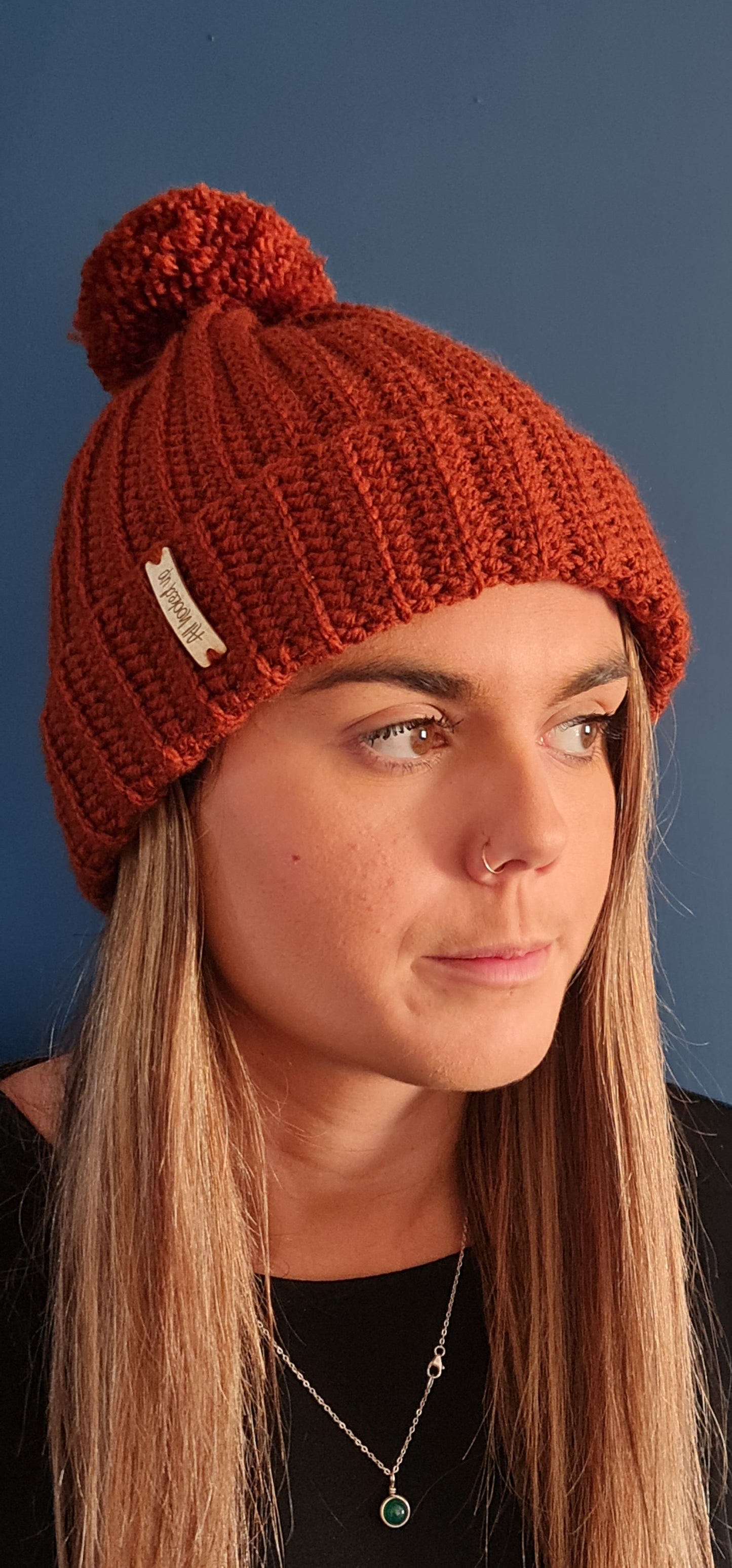 Burnt Orange Pompom Hat