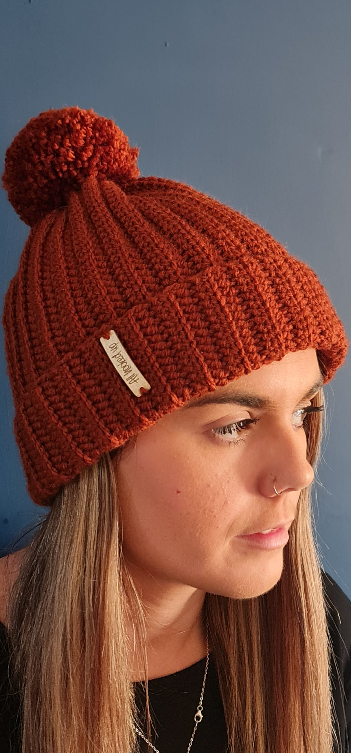 Burnt Orange Pompom Hat