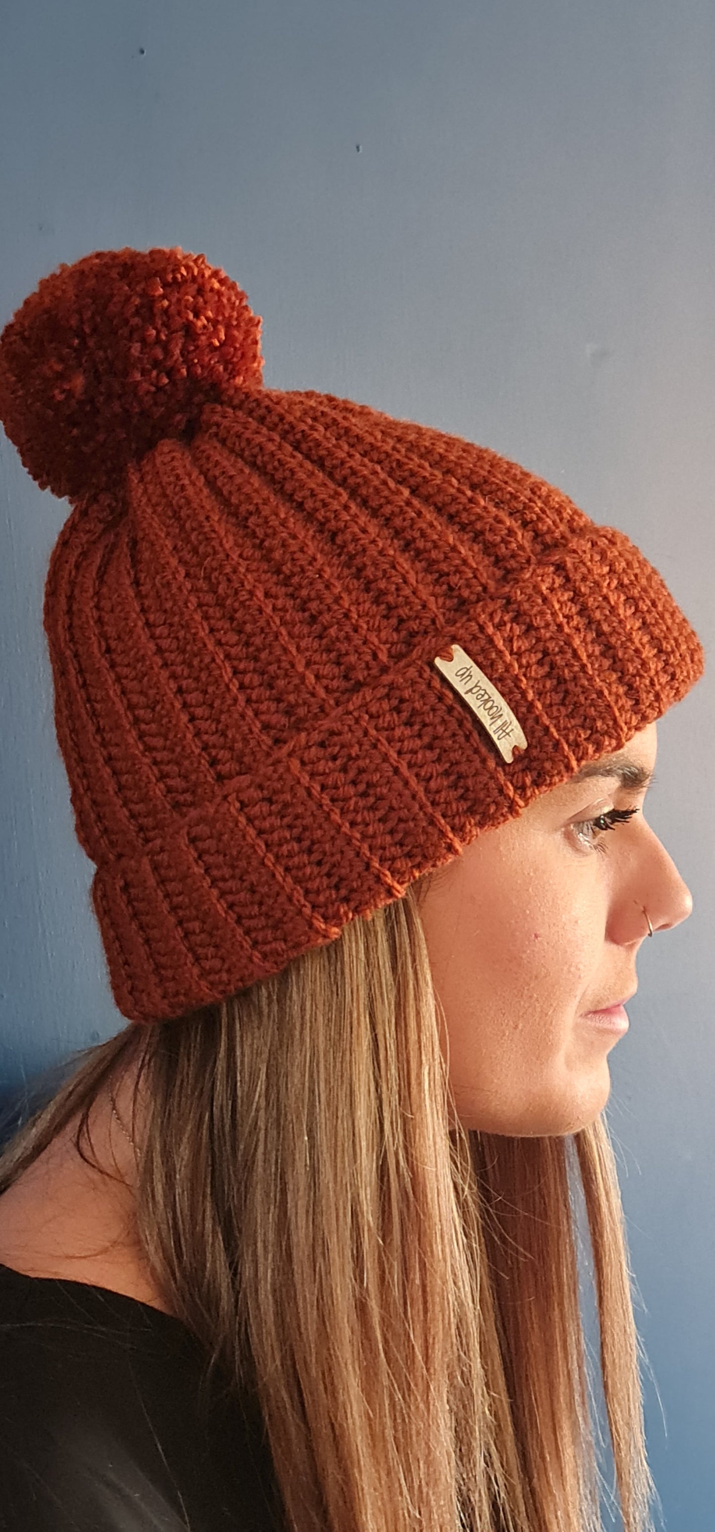 Burnt Orange Pompom Hat