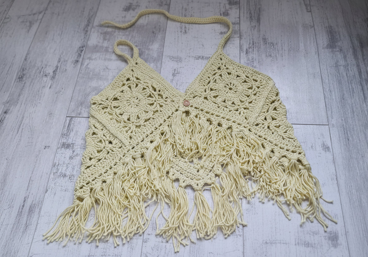 Boho Granny Square Fransen-Top