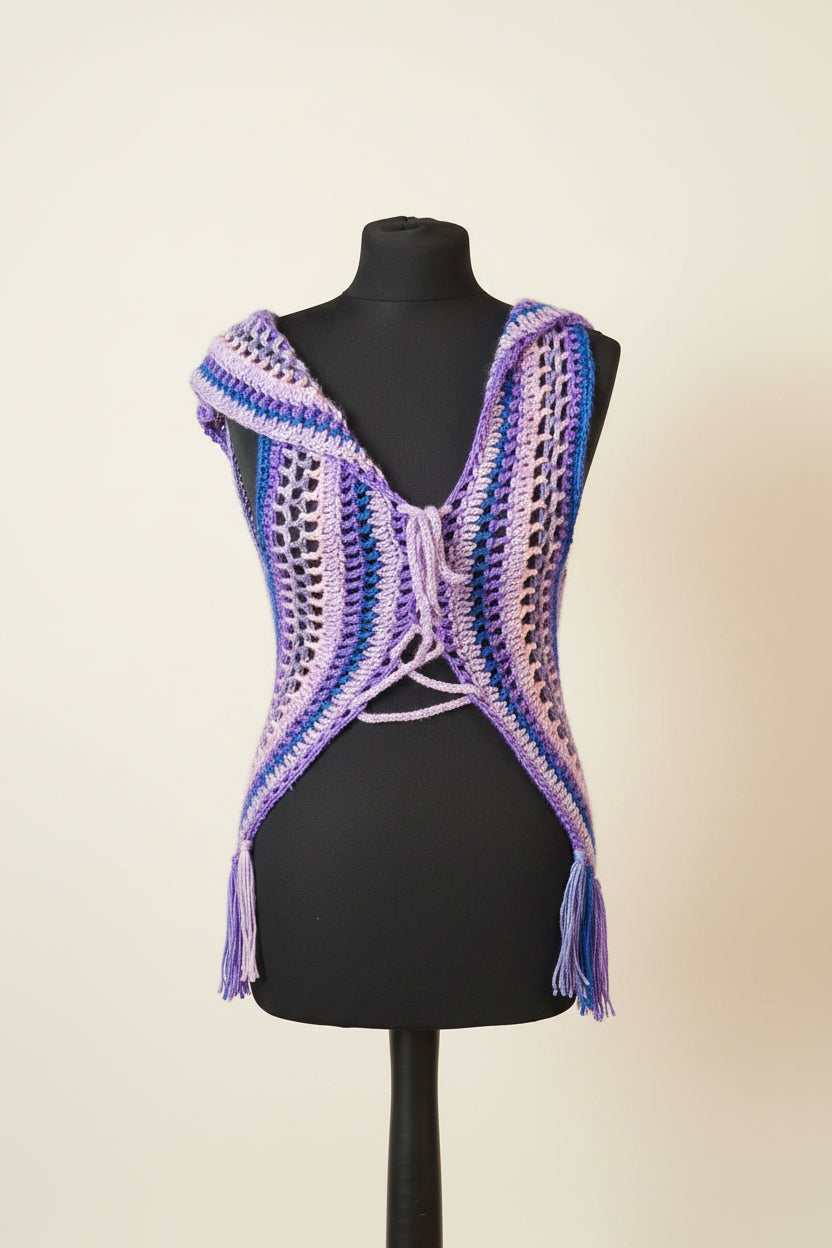 Crochet Festival Boho Vest – Mandala Leaf Pattern, Vintage Style