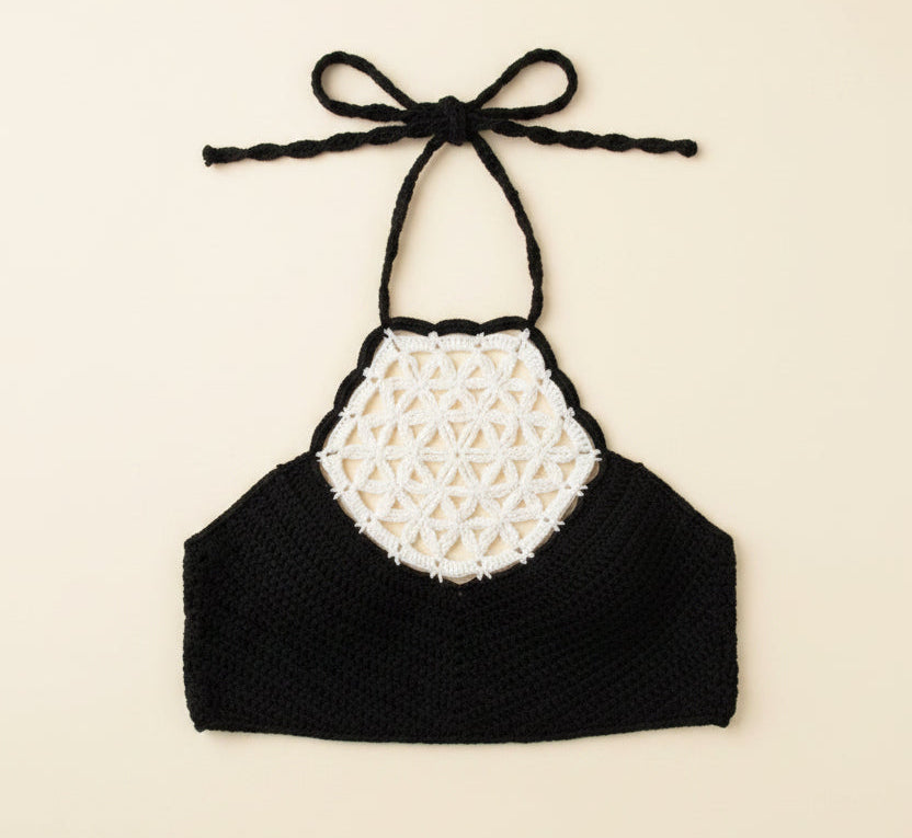 Crochet Festival Halter Top with Dreamcatcher Panel – Adjustable Tie‑Back