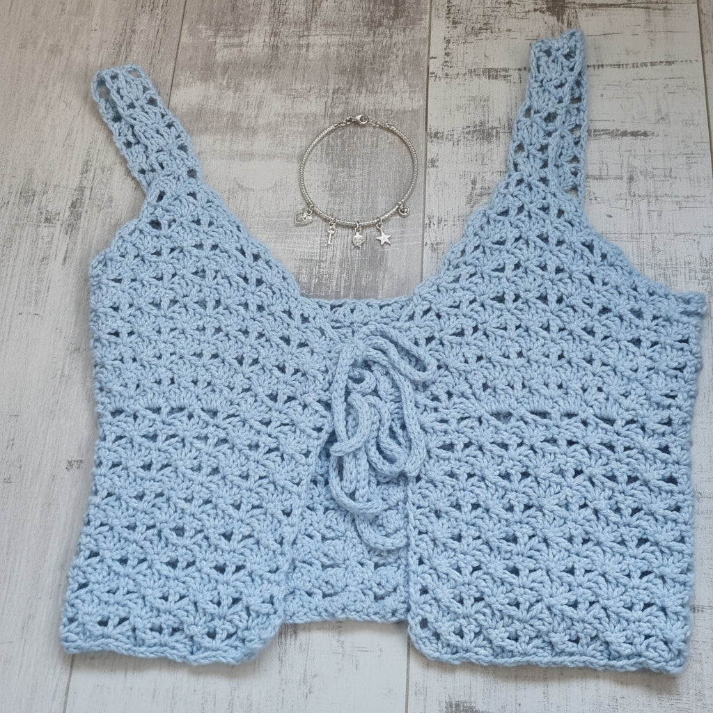 Shell Pattern Elegant Front Tie Top