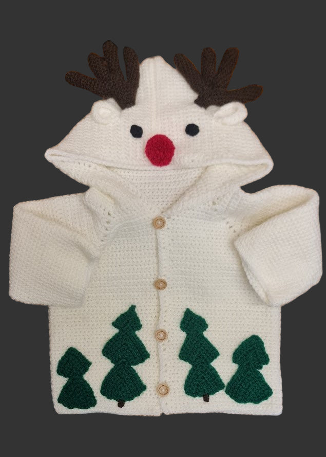 Baby Reindeer and Christmas Tree Winter Theme Cardigan