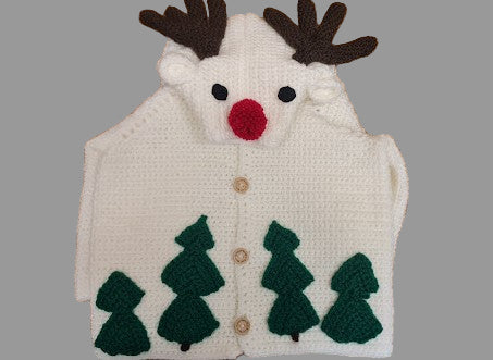 Baby Reindeer and Christmas Tree Winter Theme Cardigan
