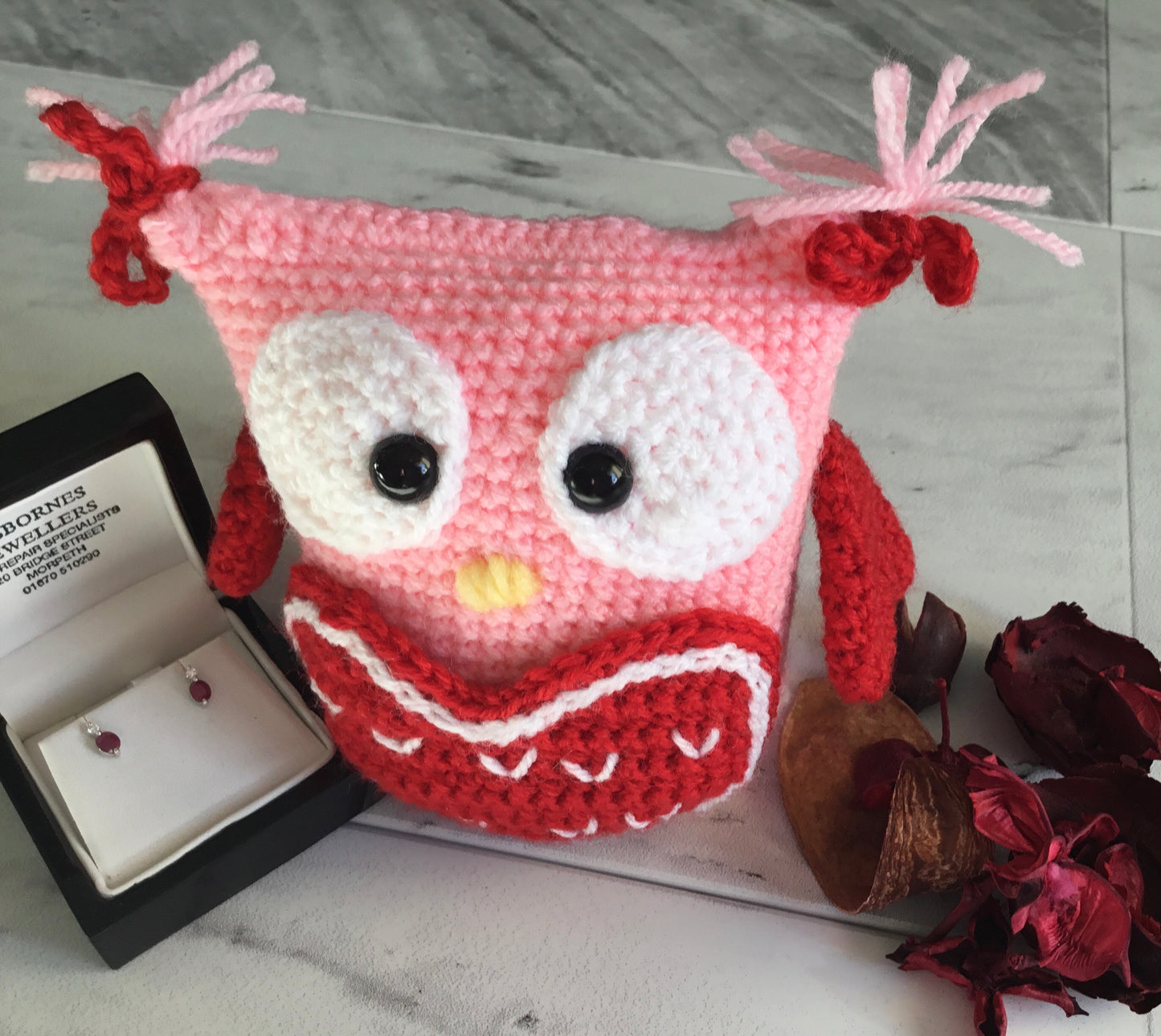 Valentine Heart Owl Candy Ring Caddy