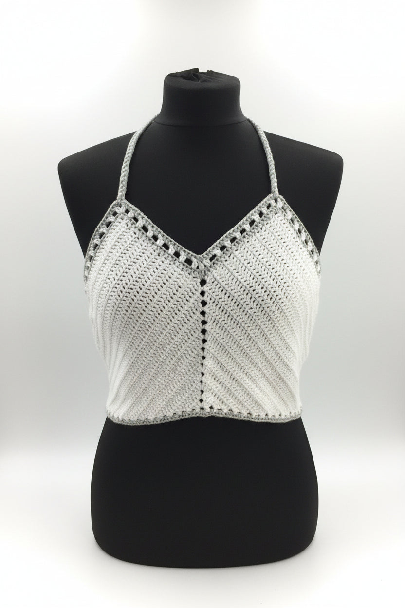 Handmade Crochet Boho Halter Neck Crop Top – Adjustable Festival & Summer Style