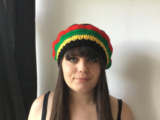 Rasta Colour Crochet Original Design Unisex Beret