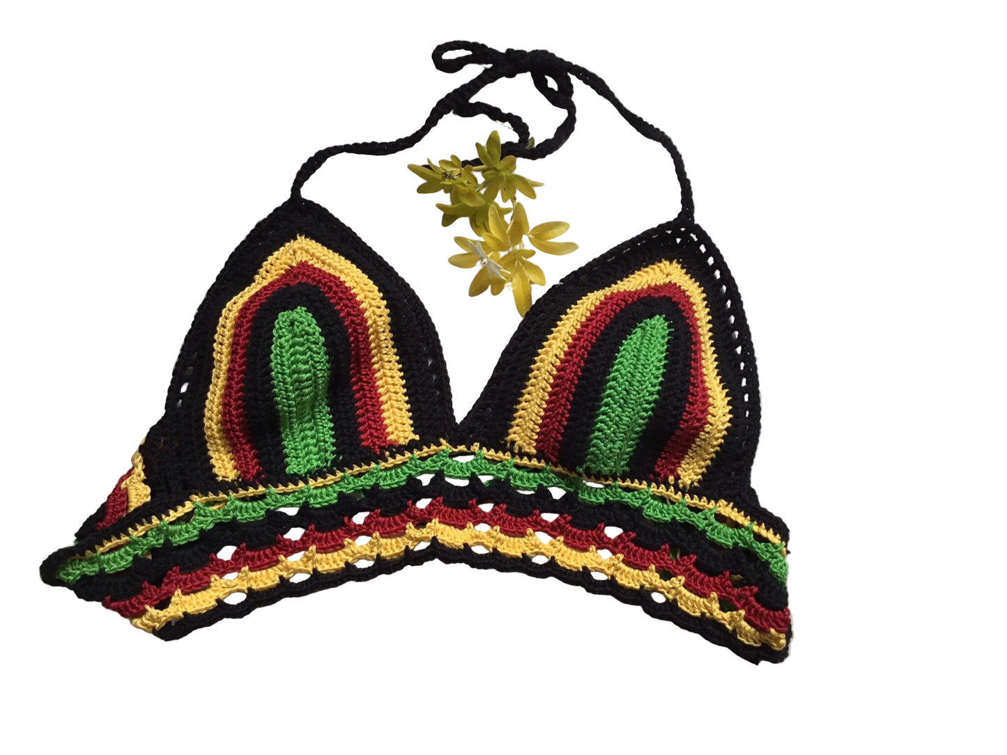 Unique Rasta Colours Festival Halter Top Bralette.
