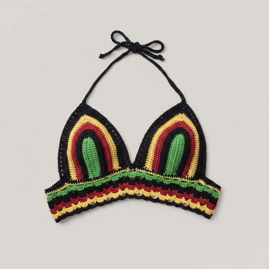 Unique Rasta Colours Festival Halter Top Bralette.