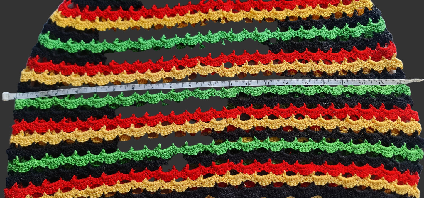 Rasta Colours Crochet Festival Dress – Handmade Fitted Summer Dress – All Hooked Up