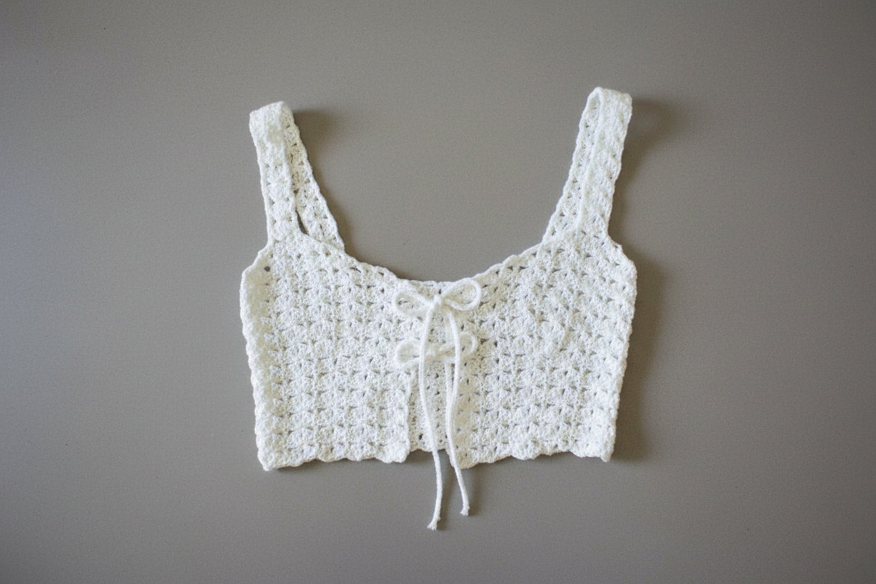 Shell Pattern Elegant Front Tie Top