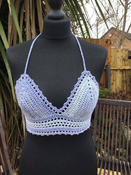 Variegated Blue  Holiday Halter Top Bralette