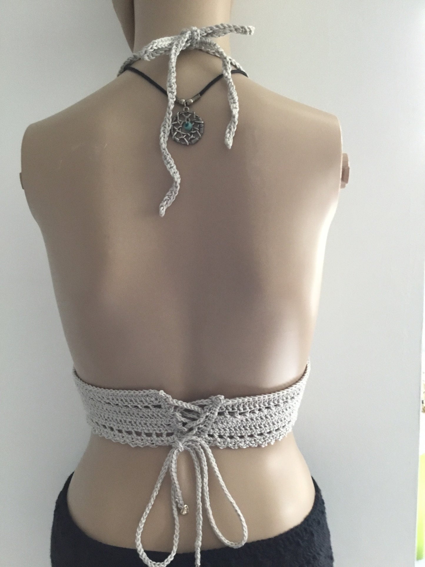 Silver Festival Boho Beach Adjustable Tie Bralette