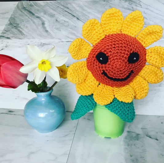 Happy Face Sunflower - handmade crochet gift idea