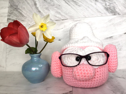 Handmade Crochet Pink Smurf Glasses Holder Perfect Gift